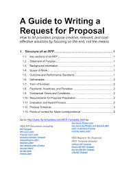 Guidance on writing a request for proposal (RFP)